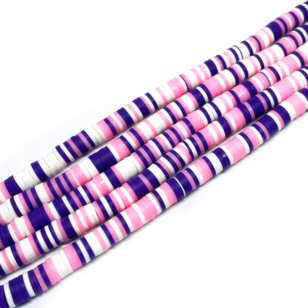 Cuentas de Fimo - 6x1mm - Azul rosa y blanco