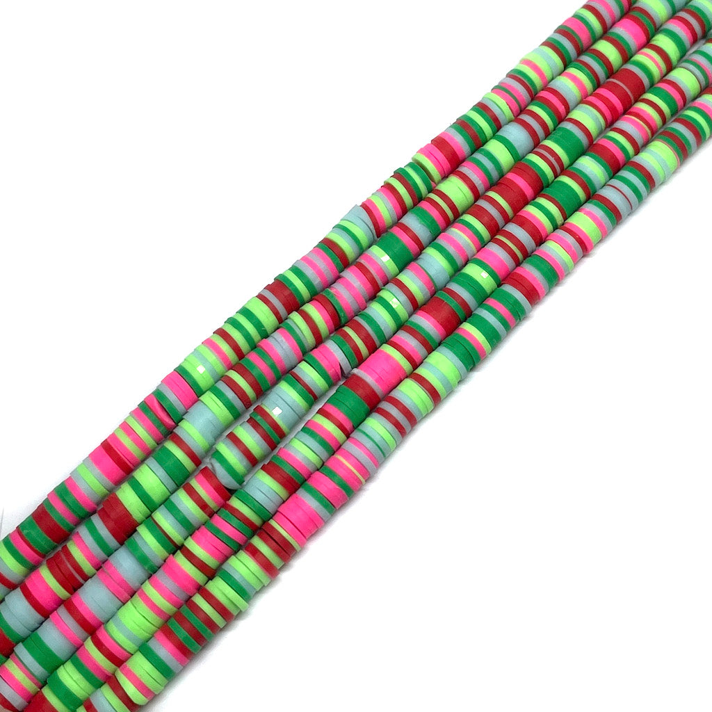 Cuentas de Fimo - 6x1mm - Verdes y Rojos
