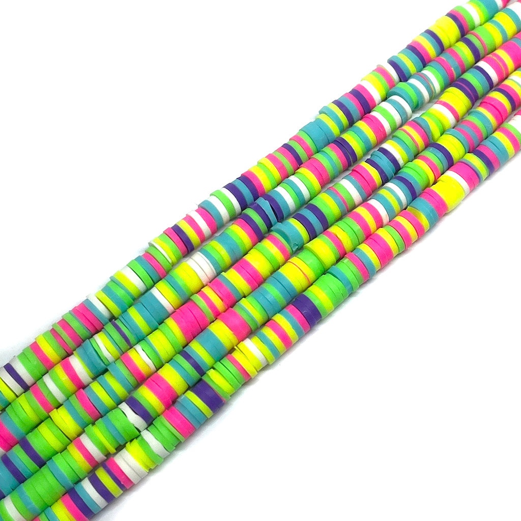 Cuentas de Fimo - 6x1mm - Verdes y fucsia