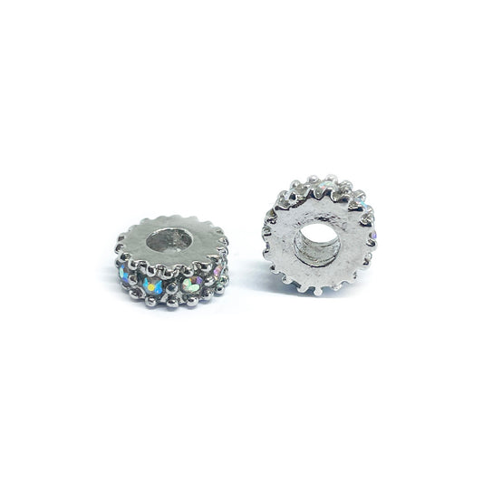 Separador Rueda Plateada con strass - 10mm - Tornasol - 1und