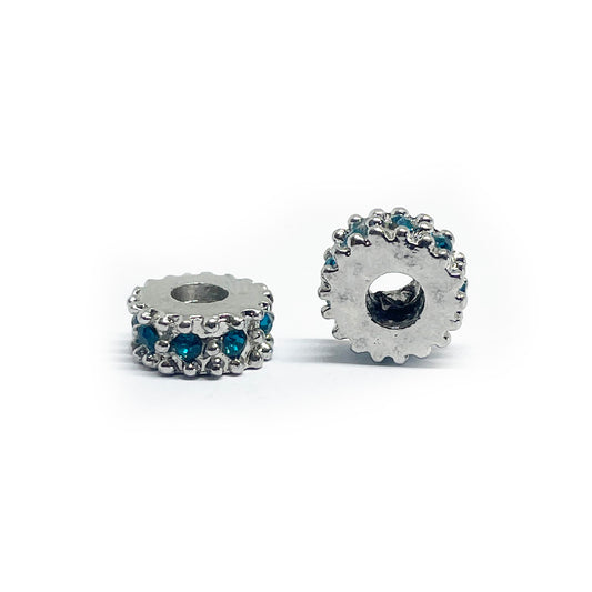 Separador Rueda Plateada con strass - 10mm - Calipso - 1und
