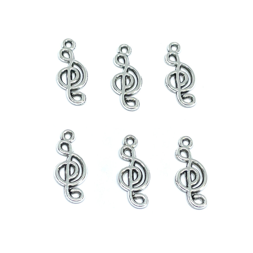 Colgante Nota musical Plateado - 18mm - 6und
