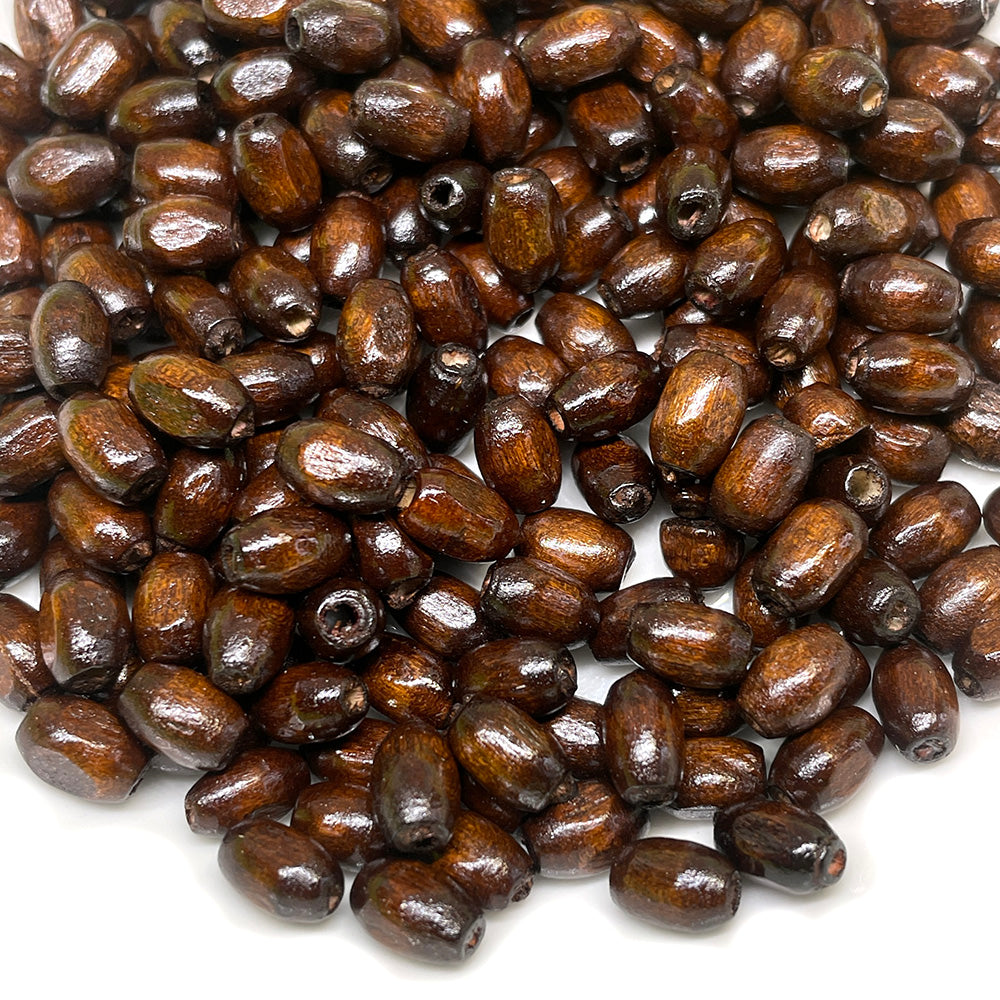 Cuentas de Madera Ovalado - 6x8mm - 20gr - Café Oscuro