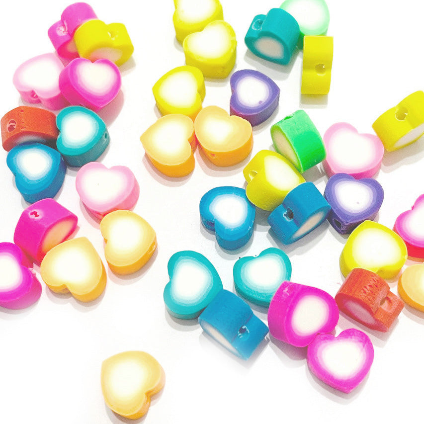Cuentas Arcilla polimérica - Corazon Bicolor - 9mm - Set 10und