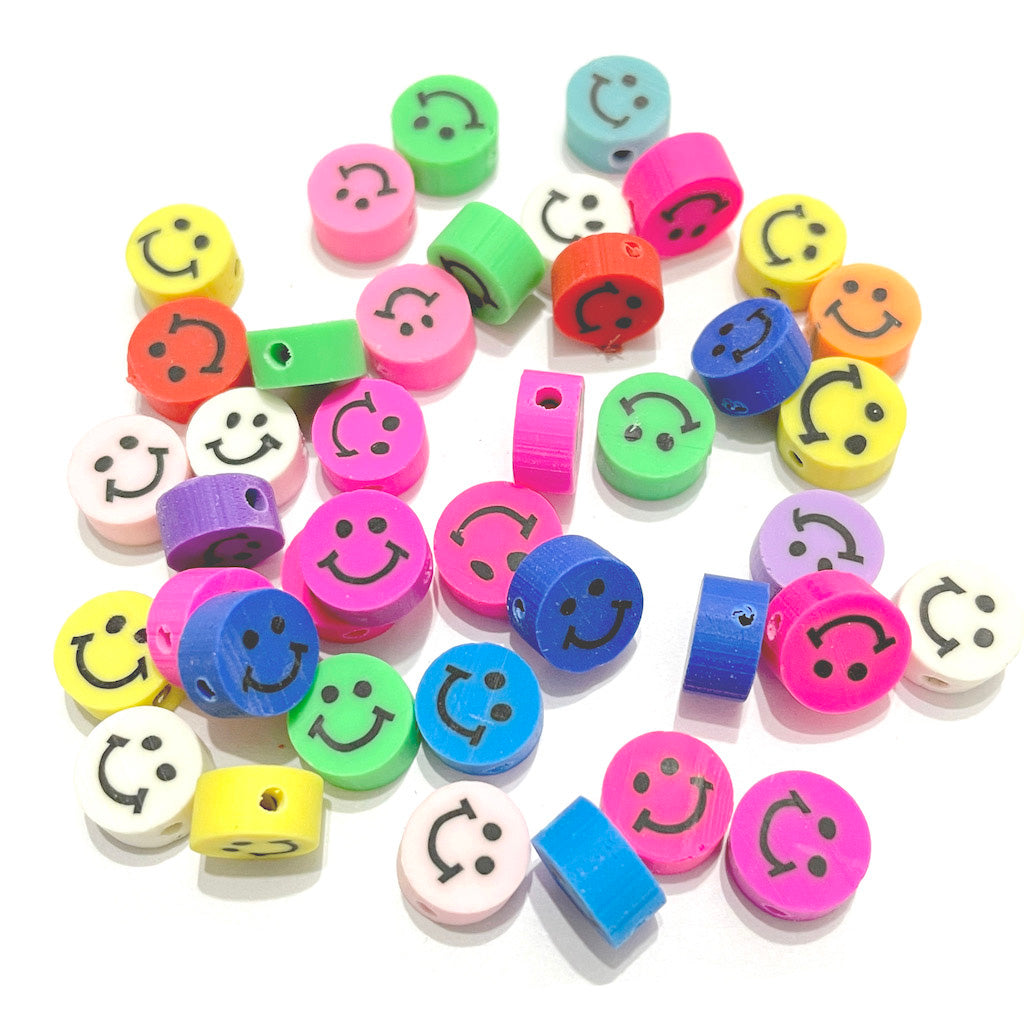 Cuentas Arcilla polimérica - Carita feliz - 9mm - Set 10und