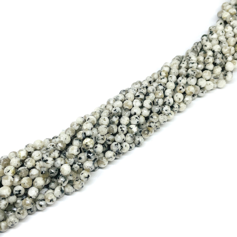 Ágata Facetada - 4mm - Blanco Invierno con negro