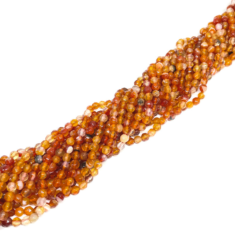 Ágata Facetada - 4mm - Naranja Fuego