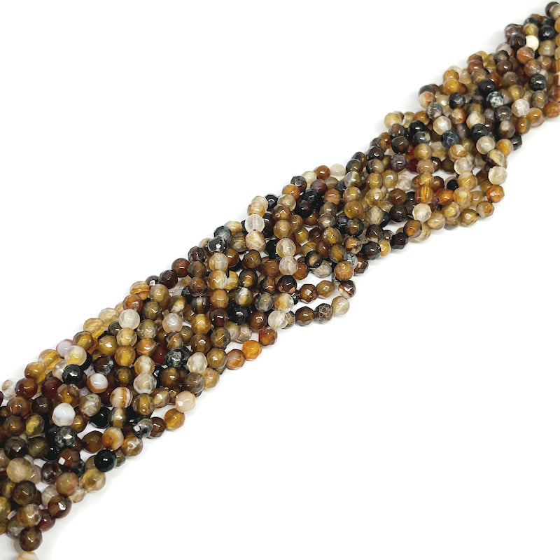 Ágata Facetada - 4mm - Café Surtido