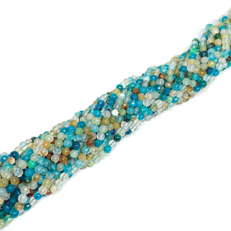 Ágata Facetada - 4mm - Verde Turquesa Surtido