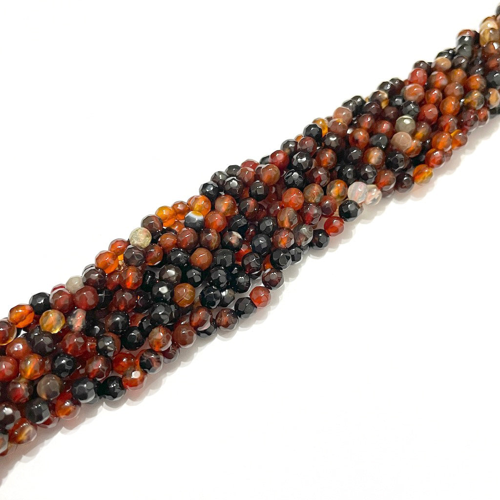 Ágata Facetada - 4mm - Negro y caoba