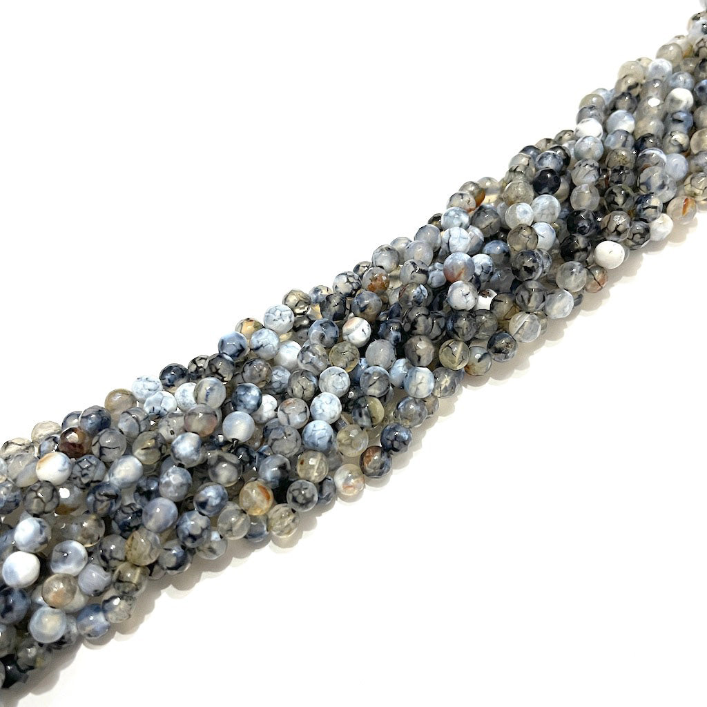 Ágata Facetada - 4mm - Blanco y negro