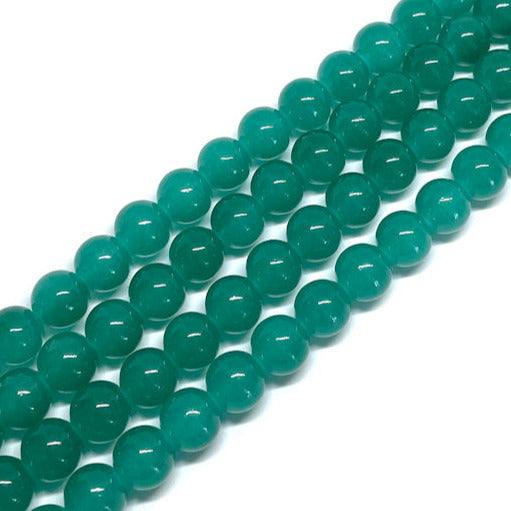 Perla de vidrio - 8mm - Tira 50und aprox. - Verde Turquesa