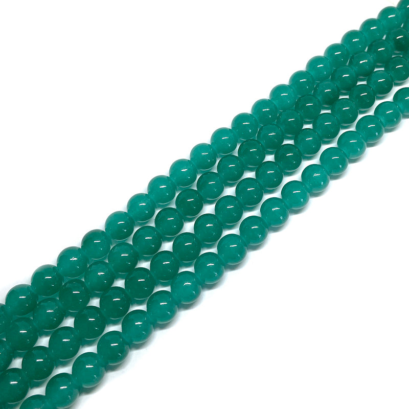Perla de vidrio - 8mm - Tira 50und aprox. - Verde Turquesa