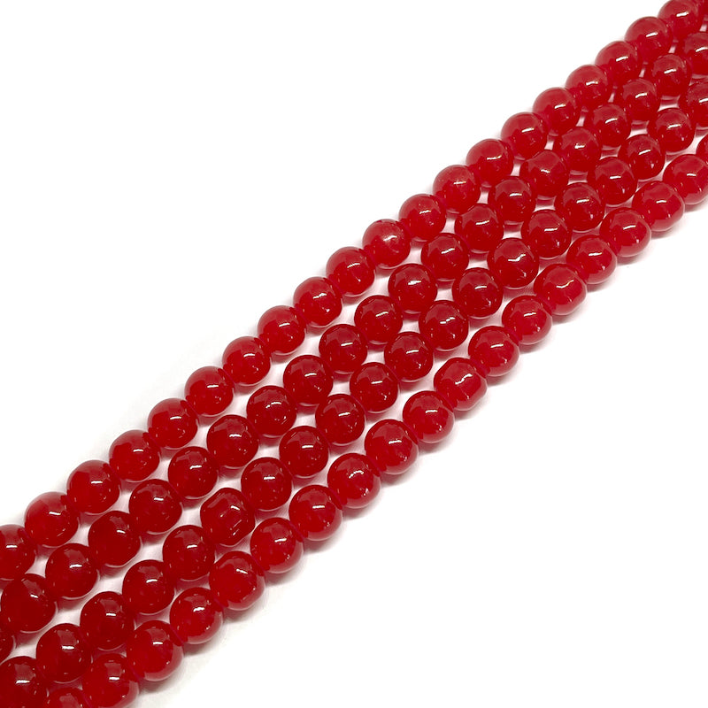 Perla de vidrio - 8mm - Tira 50und aprox. - Rojo