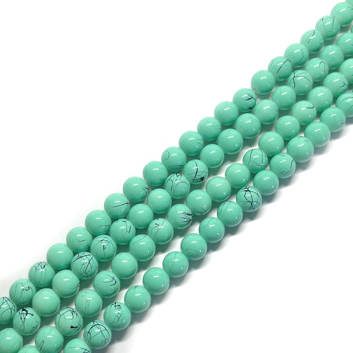 Perla de vidrio Porcelana - 8mm - Verde agua