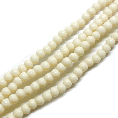 Perla de vidrio - 3mm - Tira 120und aprox. - Crema