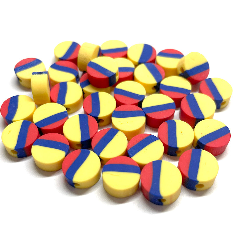 Cuentas Arcilla polimérica - Bandera Colombia - 9mm - Set 10und