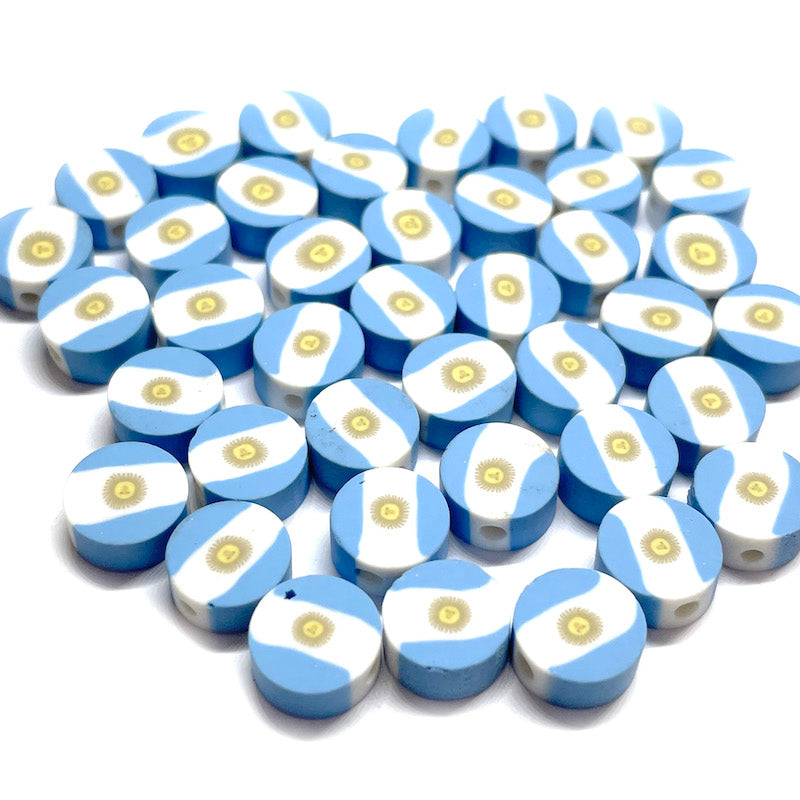 Cuentas Arcilla polimérica - Bandera Argentina - 9mm - Set 10und