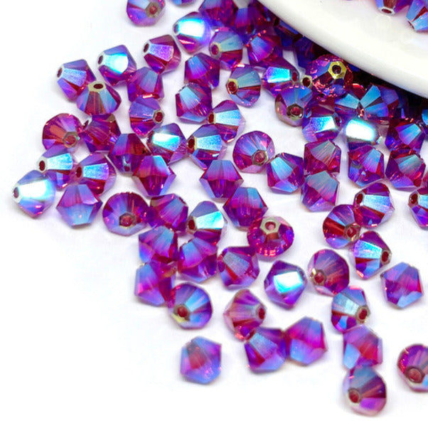 Cristal Tupi Austríaco de 4mm - 15und - Fucsia y celeste