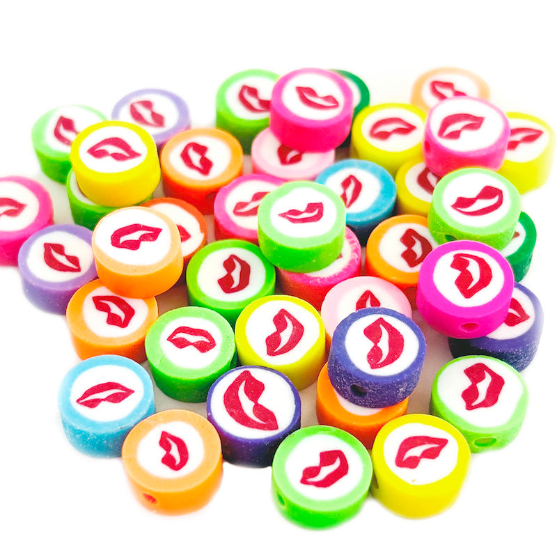 Cuentas Arcilla polimérica - Labios - 9mm - Set 10und