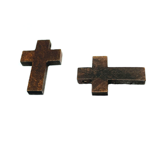 Cruz de Madera - 32x22mm - Café Oscuro - 12und.