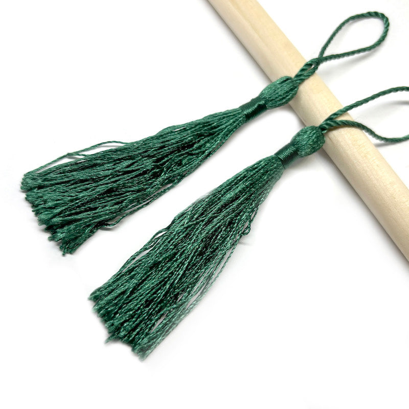 Borla de seda delgada con toma - 8cm 2und - Verde Oscuro