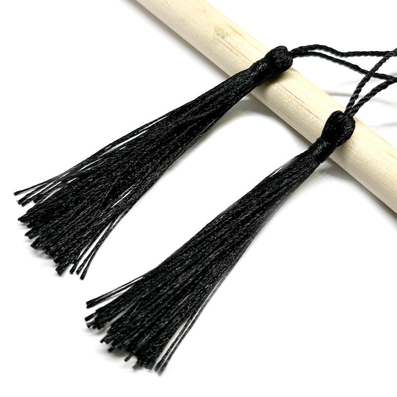 Borla de seda delgada con toma - 8cm 2und - Negro