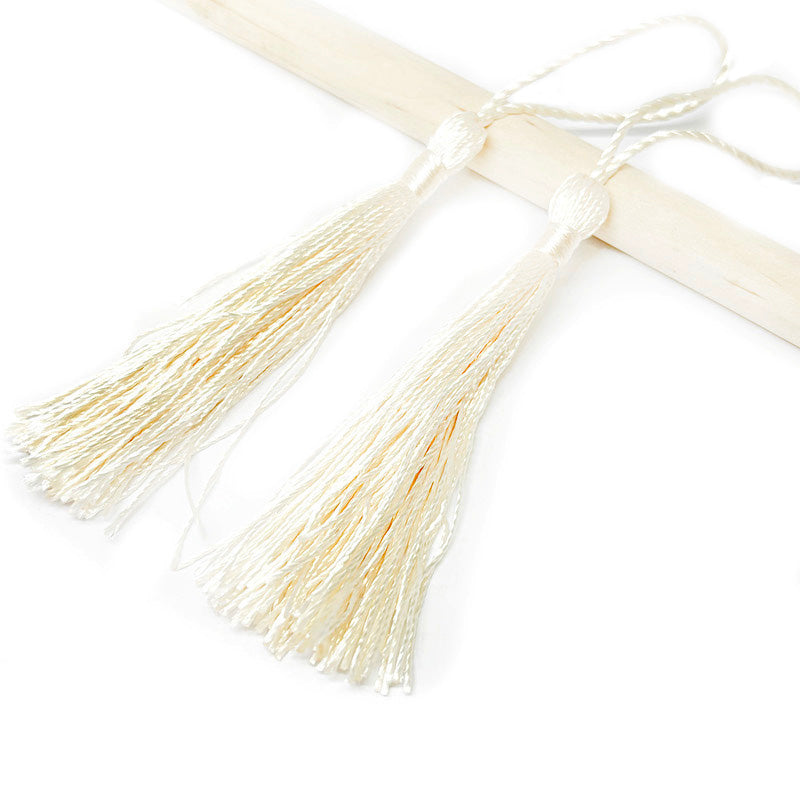 Borla de seda delgada con toma - 8cm 2und - Mantequilla