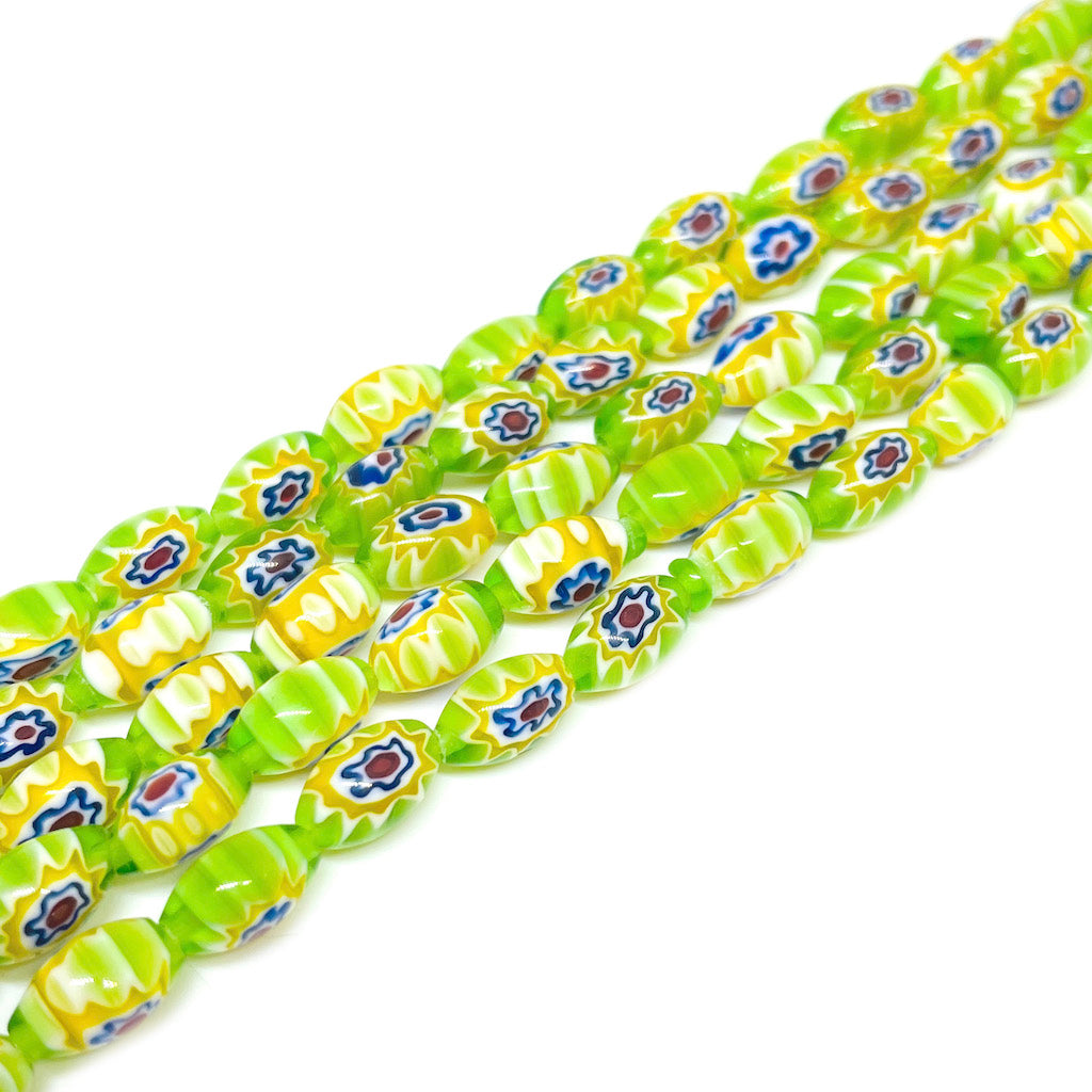 Murrina Ovalada arroz - 10x5mm - Verde