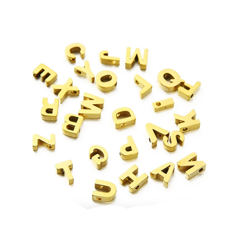 Letras Sep Acero Quirúrgico Dorado 8x9mm - 1und - A Elección