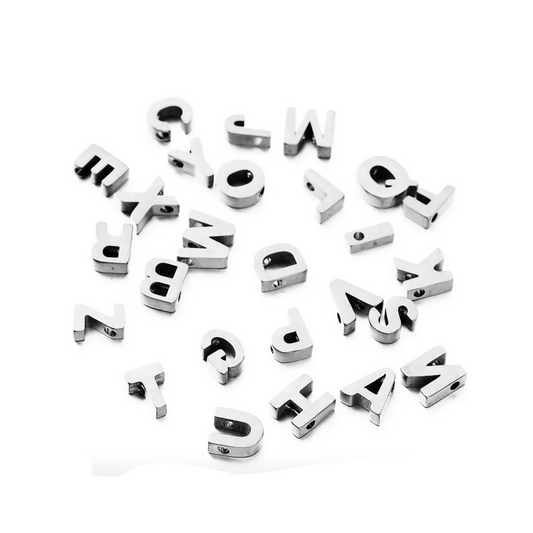 Letras Sep Acero Quirúrgico Plateado 8x9mm - 1und - A Elección