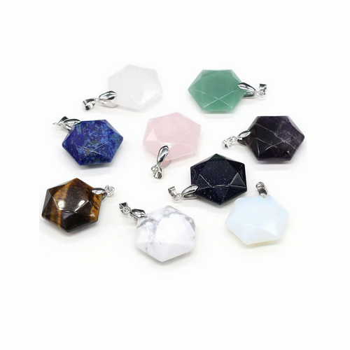 Colgante Hexagono plano facetado - 29x5mm - A Elección