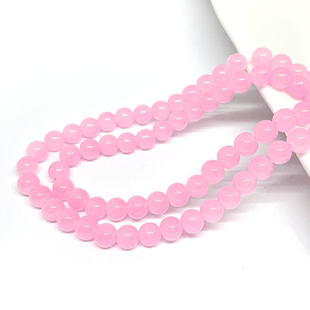 Perla de vidrio - 8mm - Tira 50und aprox. - Rosado