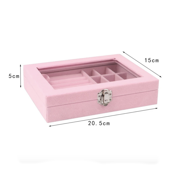 Joyero caja de terciopelo - 20x15x5cm - Rosado