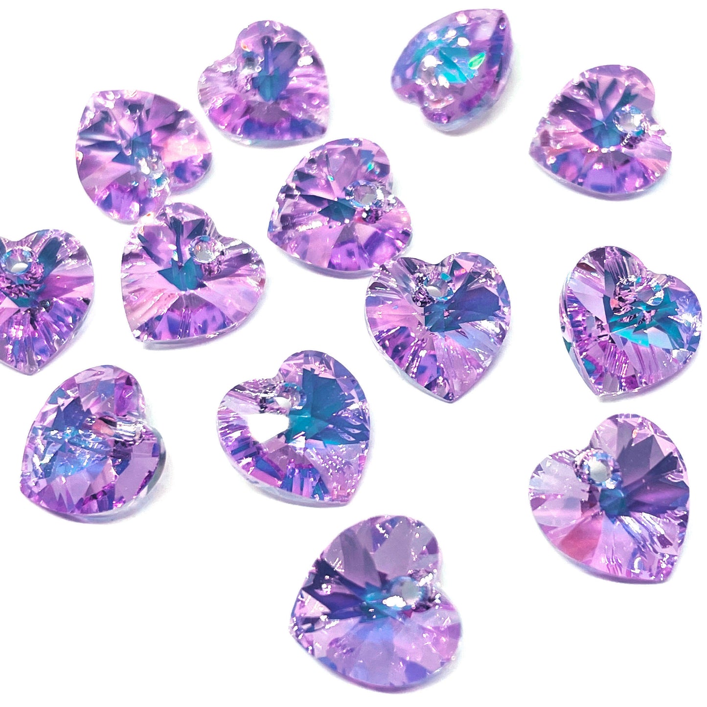 Colgante Corazón Cristal Austriaco - 10mm - Lila AB - 1und