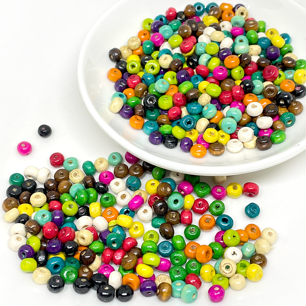 Cuentas de Madera - 6mm - 25gr - Multicolor
