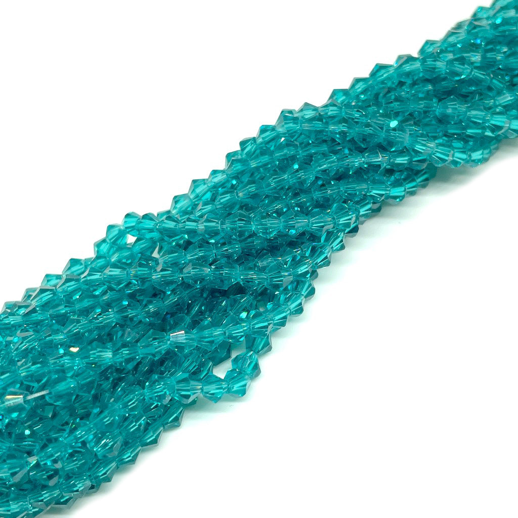 Cristal Tupi-Bicono - 4mm - Verde Turquesa Transparente