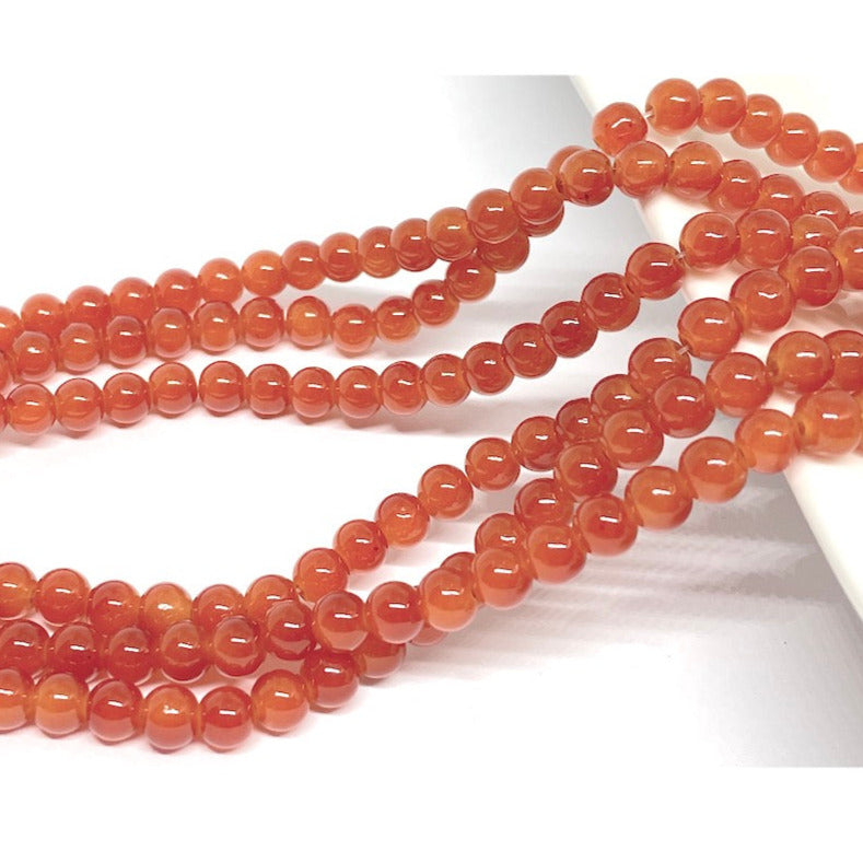Perla de vidrio - 6mm - Tira 70und aprox. - Naranja