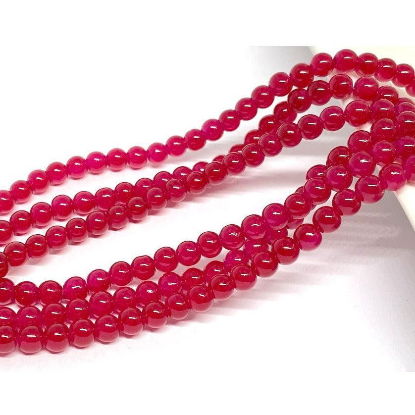 Perla de vidrio - 6mm - Tira 70und aprox. - Rojo