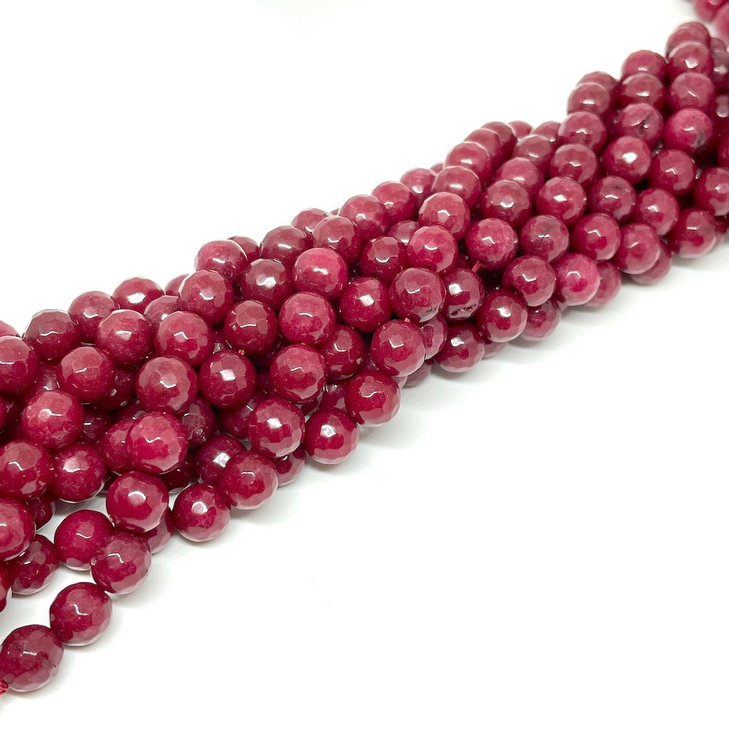 Ágata Facetada - 8mm - Rojo Burdeo