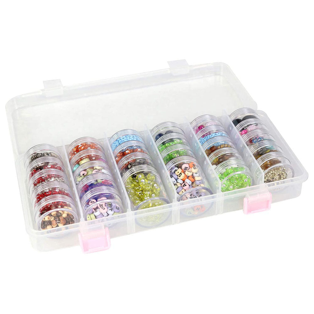 Caja Plástica Organizadora con broche para Bisutería | 28 frascos