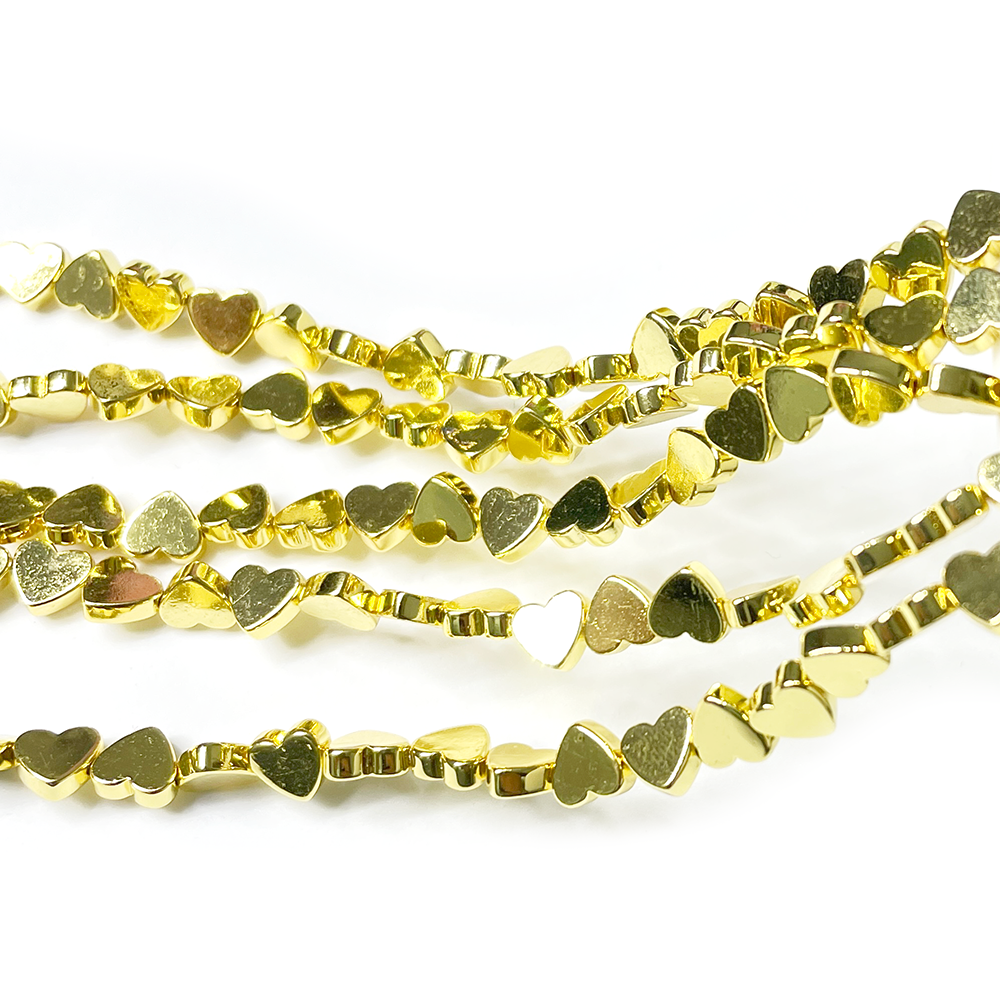 Hematita Corazones - Dorado - 6mm