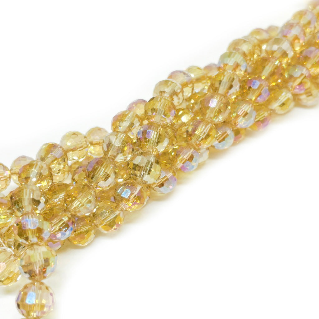 Cristal Redondo - 8mm - Dorado Transparente Tornasol