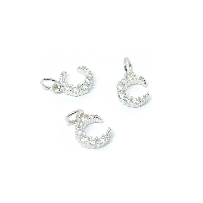 Colgante Luna con zircón 9mm - Plata 925 - 1und