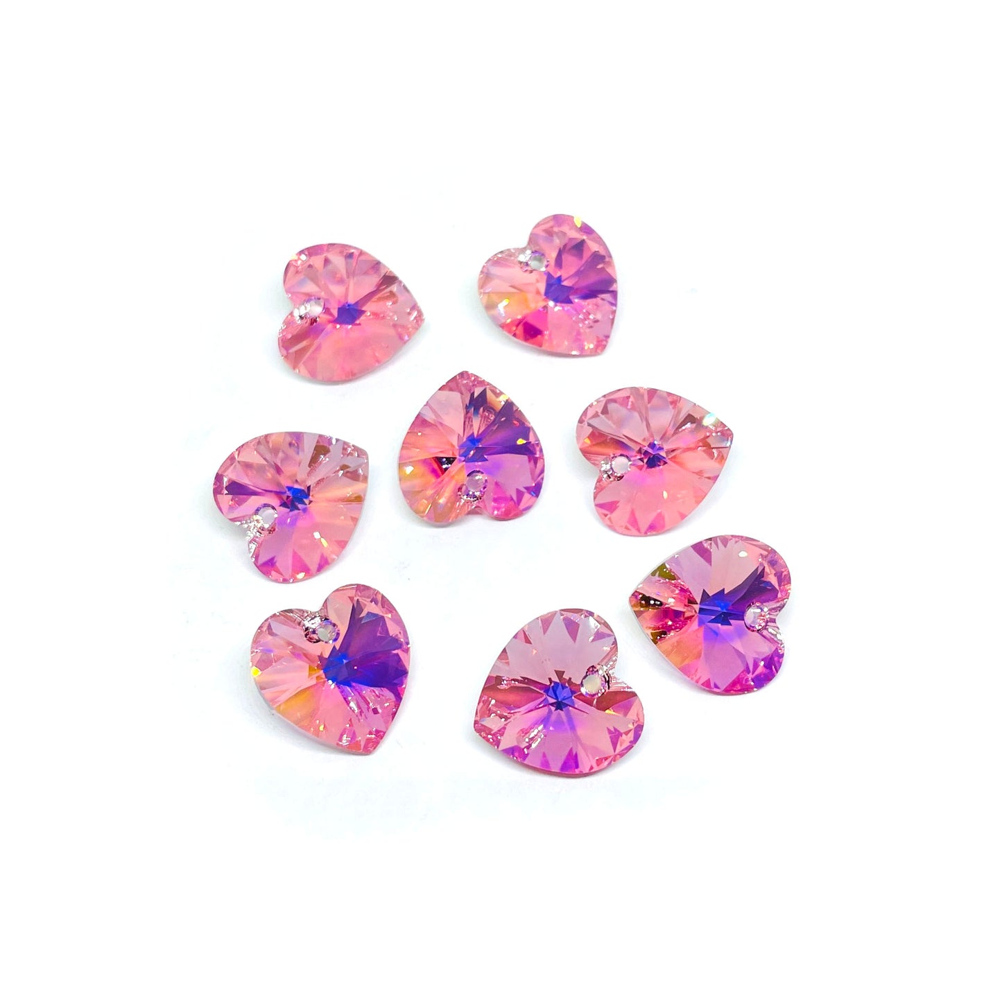 Colgante Corazón Cristal Austriaco - 14mm - Rose AB - 1und