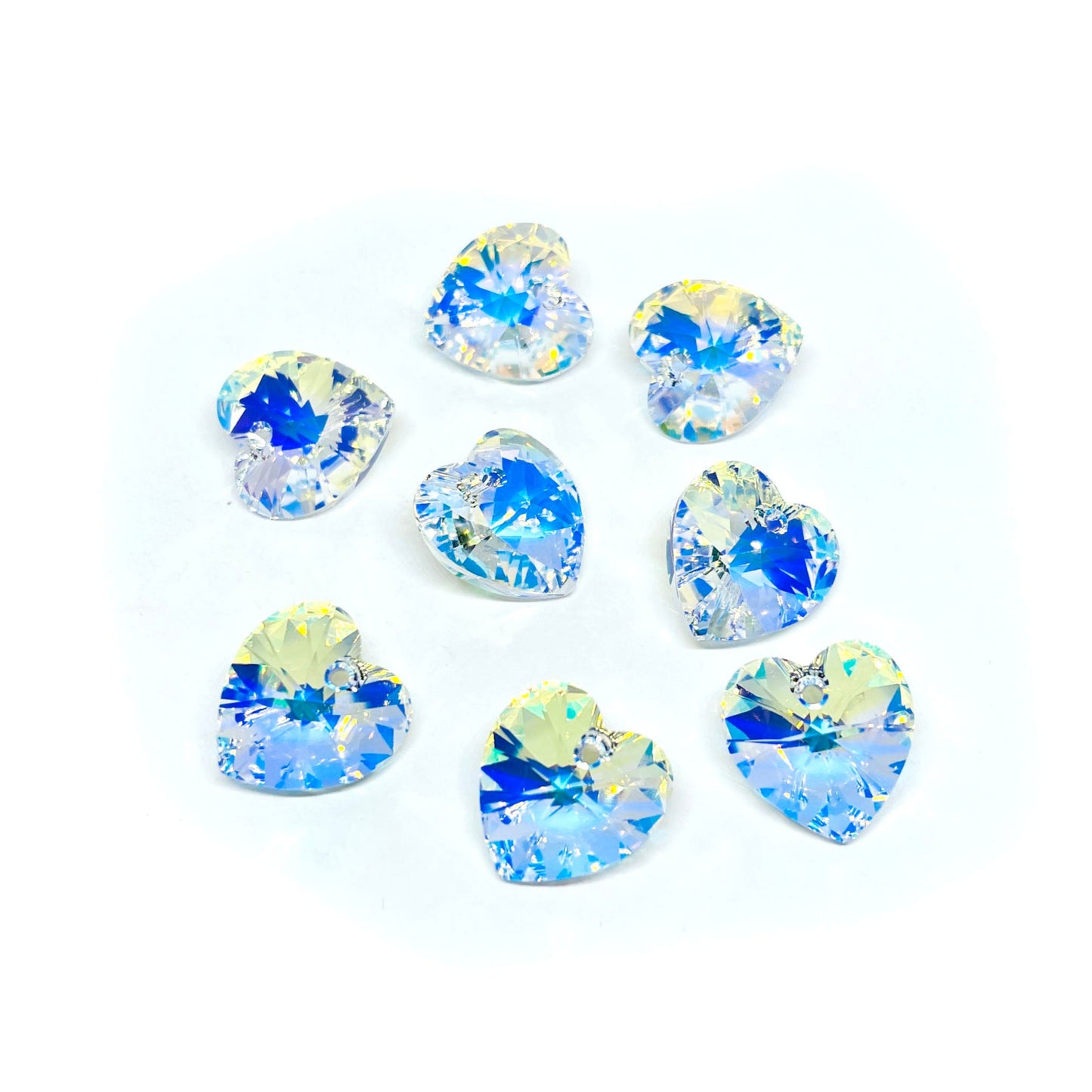 Colgante Corazón Cristal Austriaco - 14mm - Aurora Boreal AB - 1und