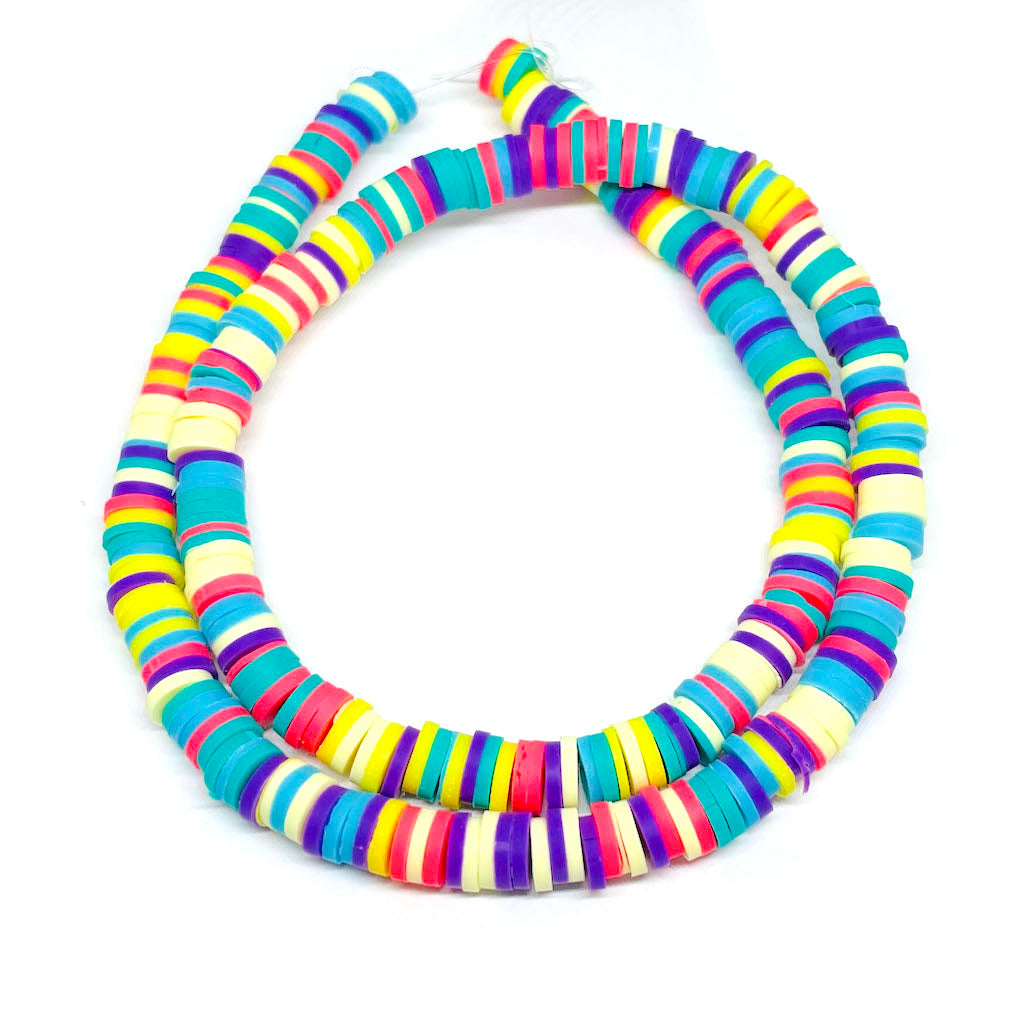 Cuentas de Fimo - 6x1mm - Morado Calipso y crema