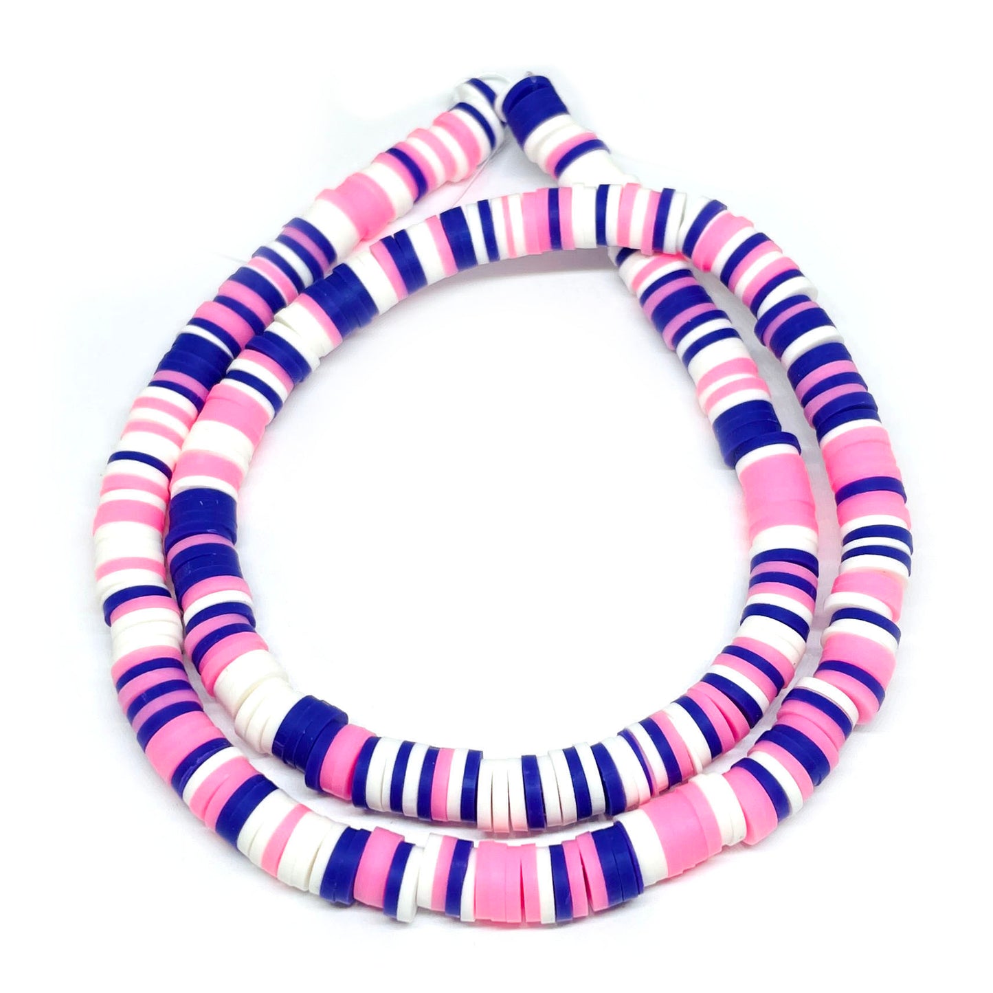 Cuentas de Fimo - 6x1mm - Azul rosa y blanco