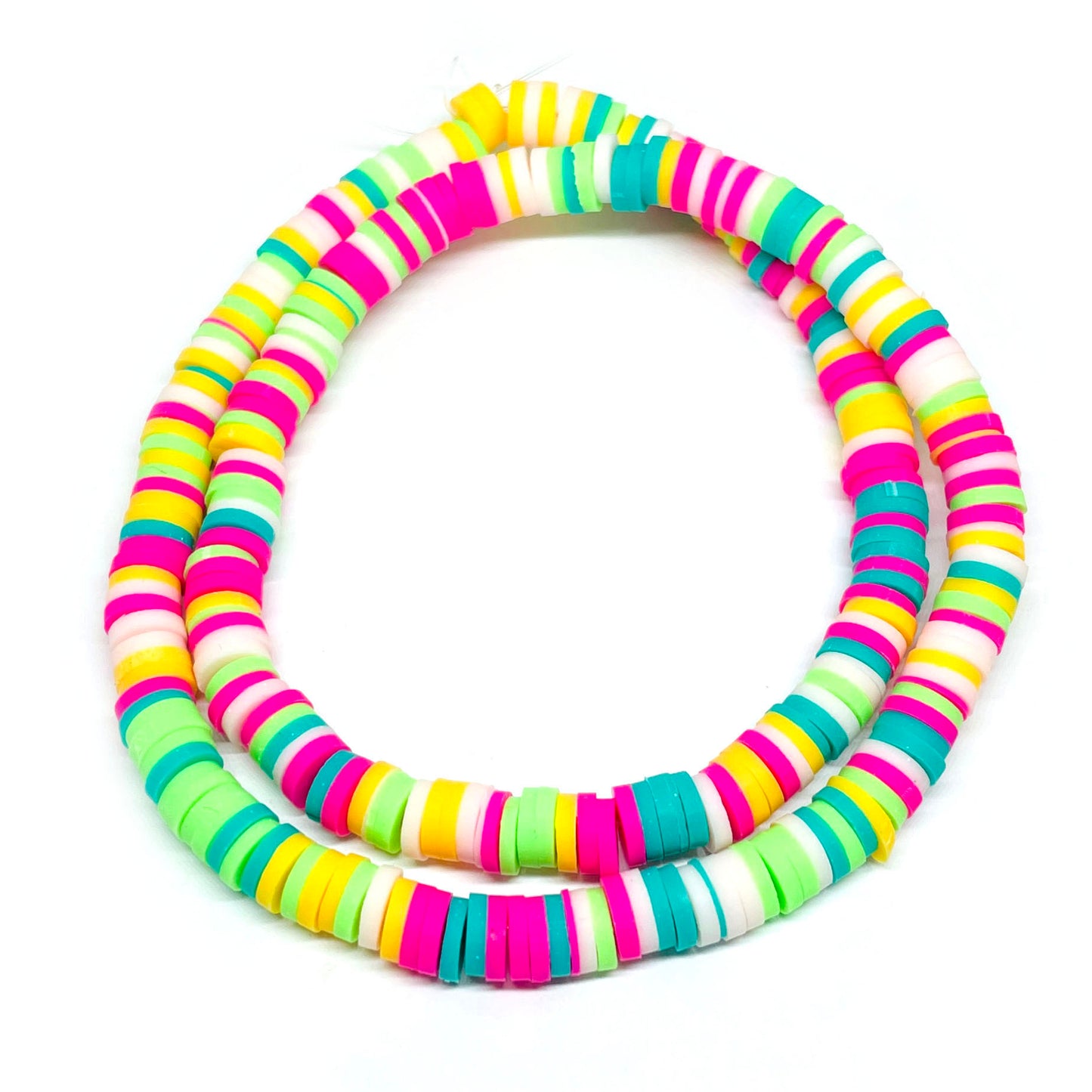 Cuentas de Fimo - 6x1mm - Verde Fucsia y Amarillo