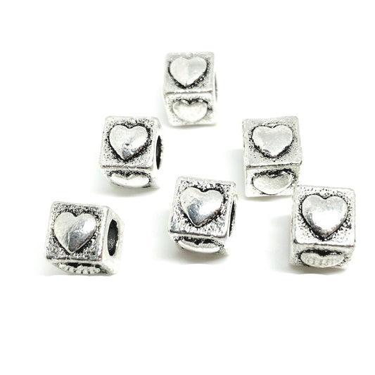 Separador cubo corazón plateado - 6und